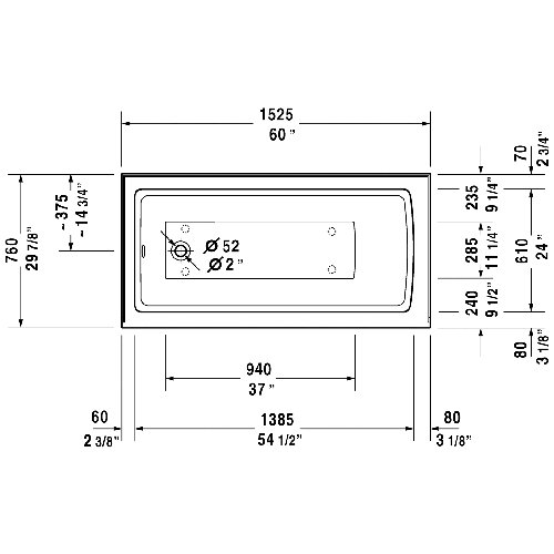 Duravit Architec 60" x 30" Alcove Soaking Bathtub & Reviews Wayfair